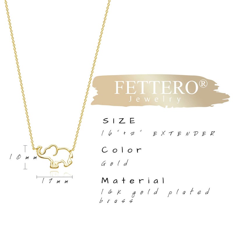 Fettero Elephant Necklace for Women Gold Open Pendant Dainty Chain 14K Gold Plated Minimalist Simple Cute Animal Jewelry Gift - Image 5